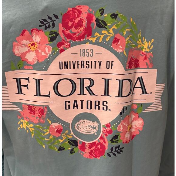 New FLORIDA GATORS Champion Women's Floral Aqua Blue L/S Logo Pocket T-Shirt M - Picture 5 of 6